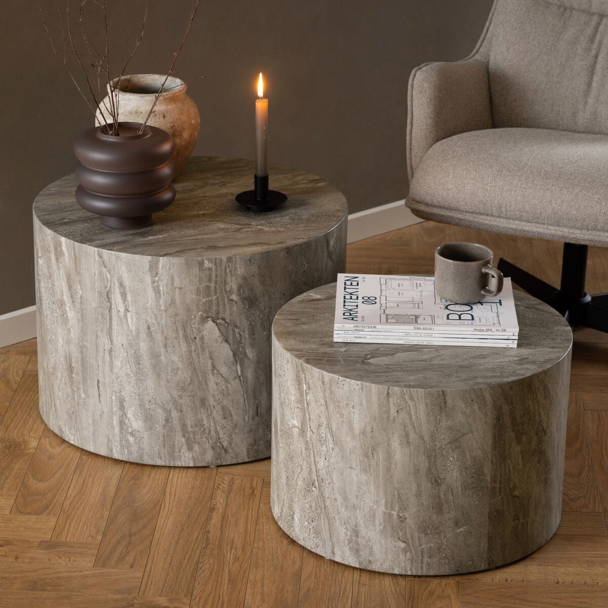 Dice pyöreä sarjapöytä marmori